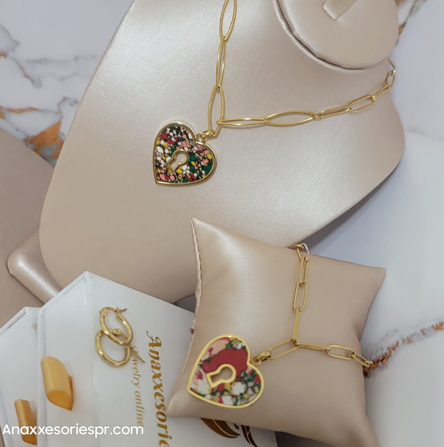 Golden rainbow heart